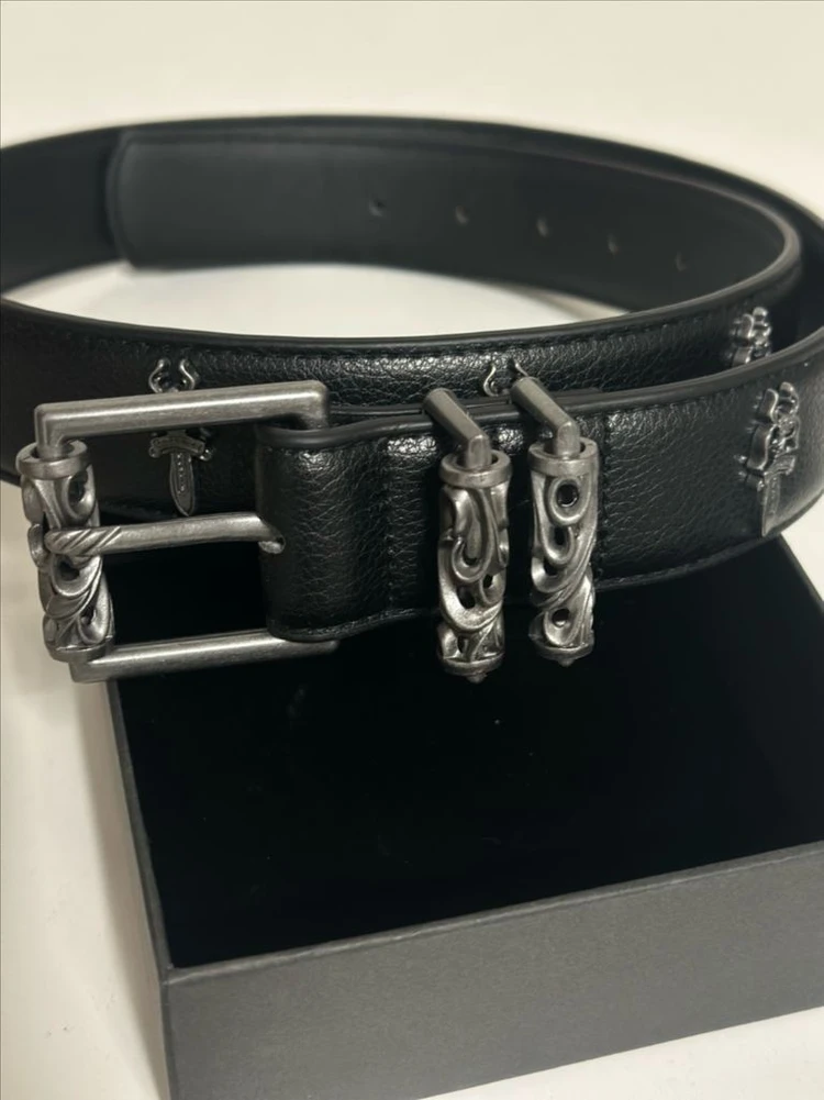 크롬하츠 블랙 가죽 벨트 (새상품) 이미지