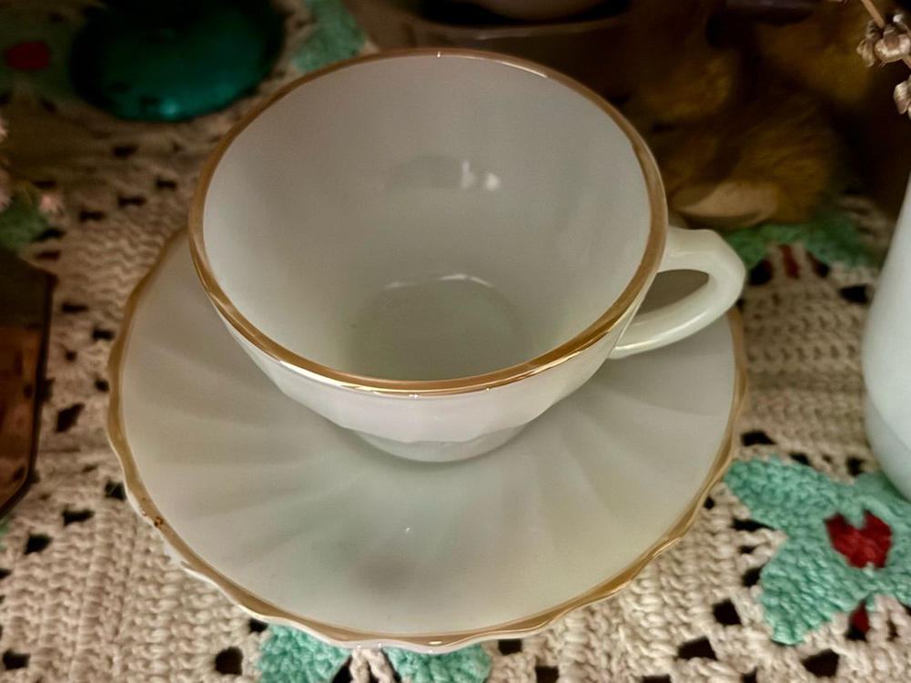 앵커 호킹 빈티지 밀크글라스 커피잔 이미지