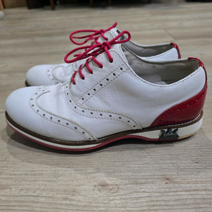 람다 골프 로맨틱 화이트 레드 가죽골프화 235mm