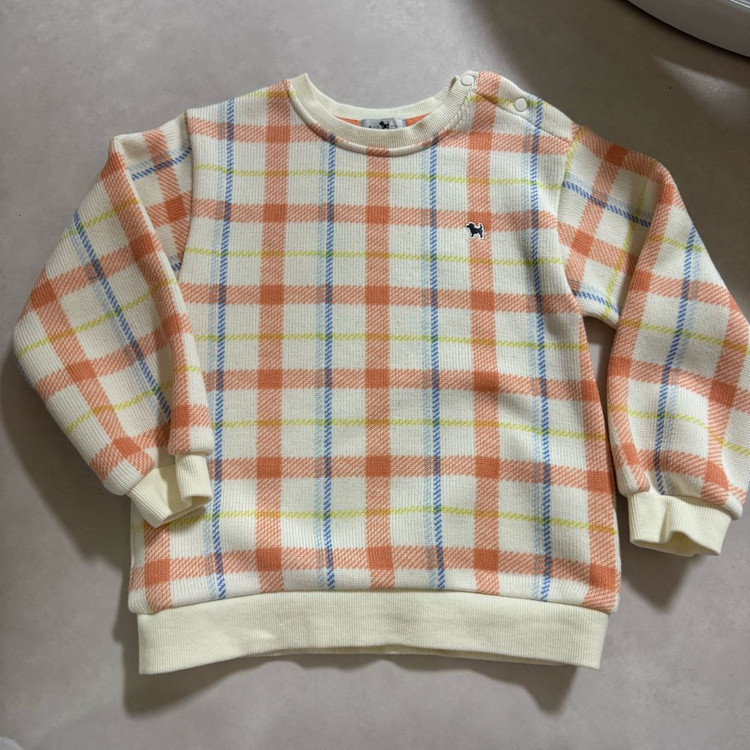 블루독베이비 체크 니트 맨투맨 오렌지 6세--1