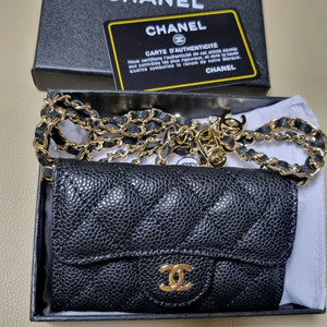 샤넬 클똑 캐비어 카드지갑 체인 미니백