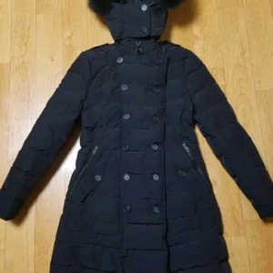 (새상품급)버버리 브릿 폭스퍼 후드 블랙 롱패딩, 넉넉한55~슬림