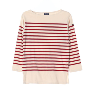 [S]세인트 제임스 베이지 레드 마린 스트라이트 7부 티셔츠 이미지