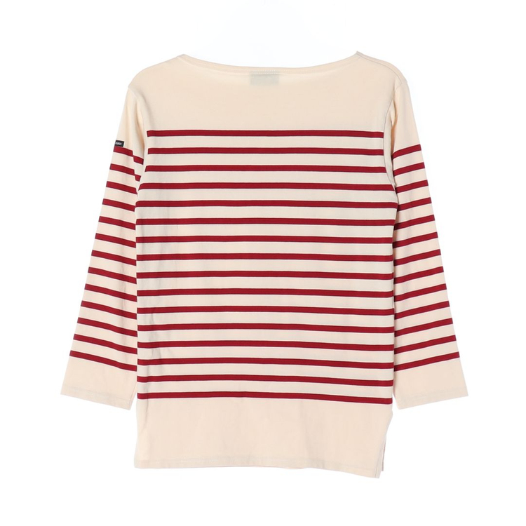 [S]세인트 제임스 베이지 레드 마린 스트라이트 7부 티셔츠 이미지