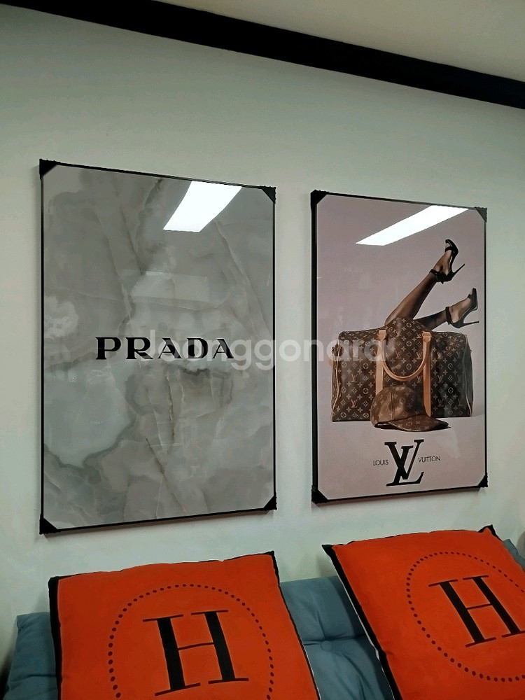 프라다 대리석 백 가방 그림액자 그림 액자 팝아트 인테리어소품 명품그림 명품액자 꽃 인테리어 유화 해바라기 거실--6