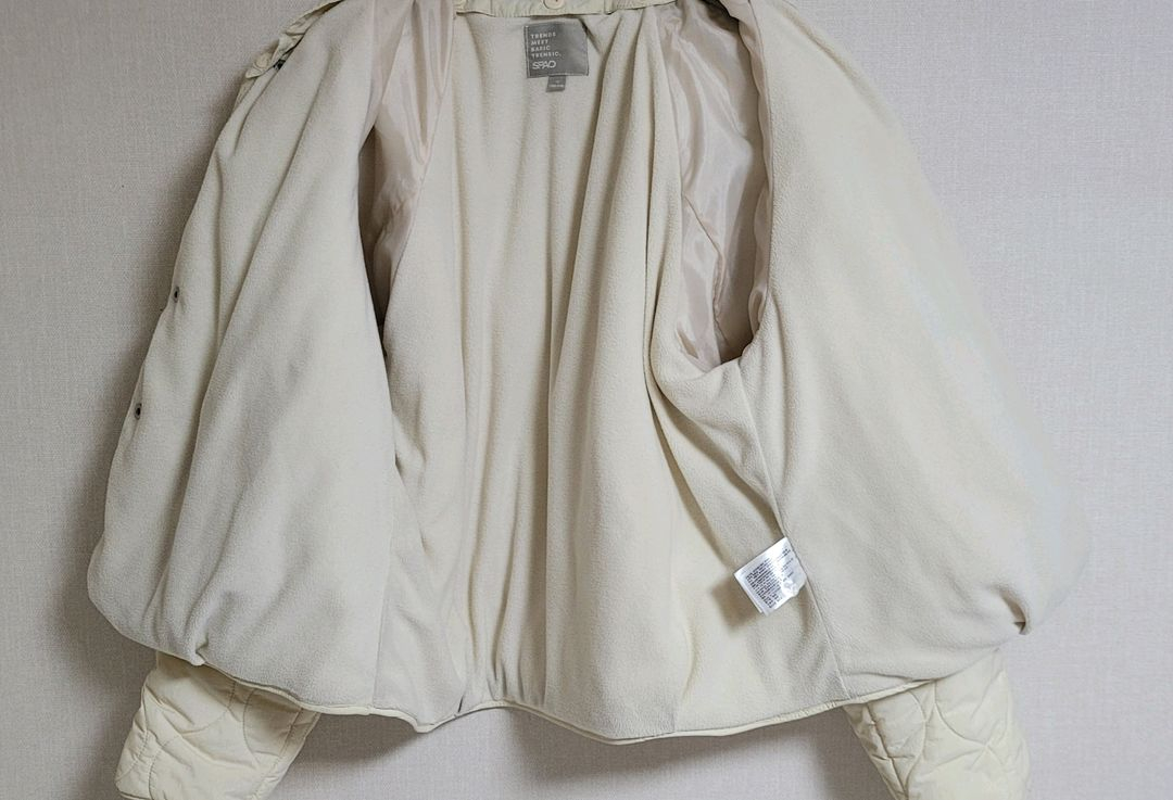 경량패딩 경량자켓 기모 후리스 스파오 프리사이즈 55 66 카라탈착 경량퀼팅자켓--2