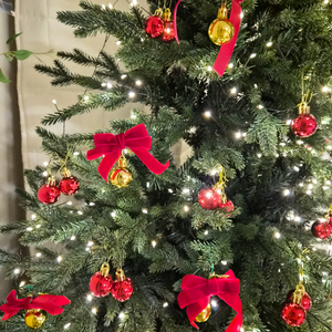 크리스마스트리 더블 보우 벨벳 오너먼트 10개