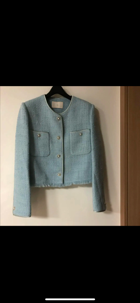 Orr 오르 21년 새틴 라이닝 트위드 자켓 민트 하객룩 결혼식 타임마인랑방--2