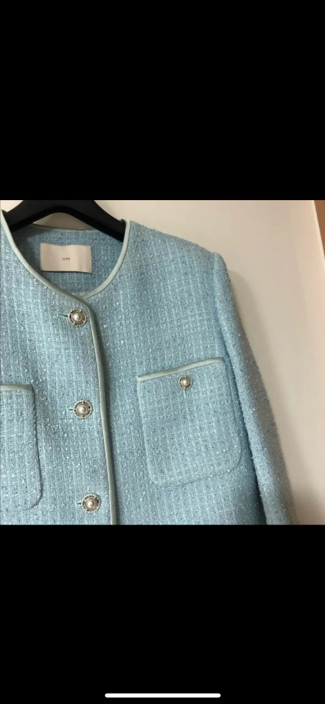 Orr 오르 21년 새틴 라이닝 트위드 자켓 민트 하객룩 결혼식 타임마인랑방--7