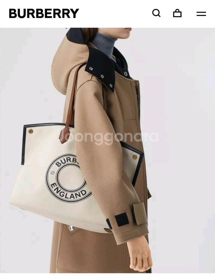 (미개봉) 버버리 로고그래픽 코튼캔버스 토트백--0