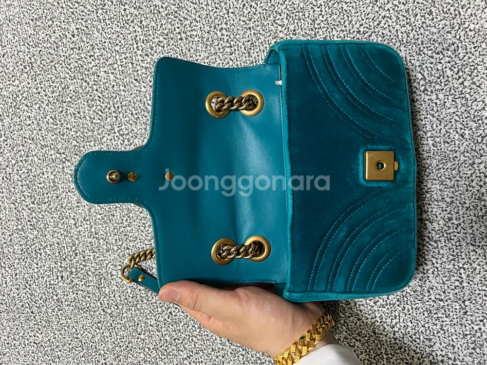 정품 구찌 벨벳 마틀라세 미니백 숄더백--4