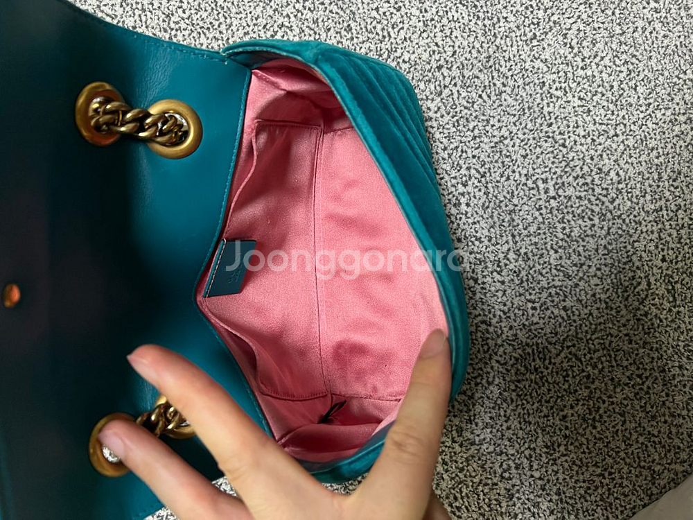 정품 구찌 벨벳 마틀라세 미니백 숄더백--5