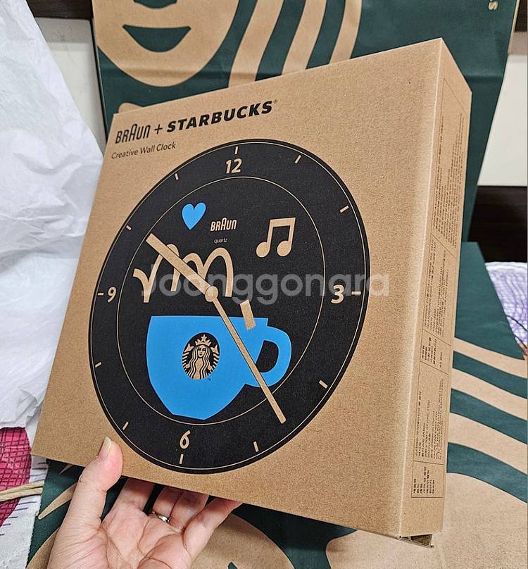 미개봉]스타벅스 e-프리퀀시 크리에이티브 월 클락 벽시계--1