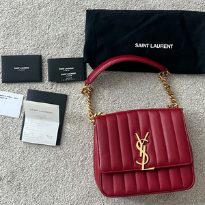 생로랑 YSL 비키백 카프스킨 레드 M 사이즈