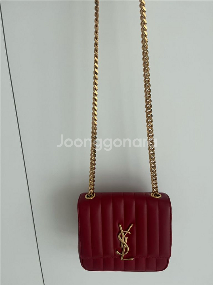 생로랑 YSL 비키백 카프스킨 레드 M 사이즈--2