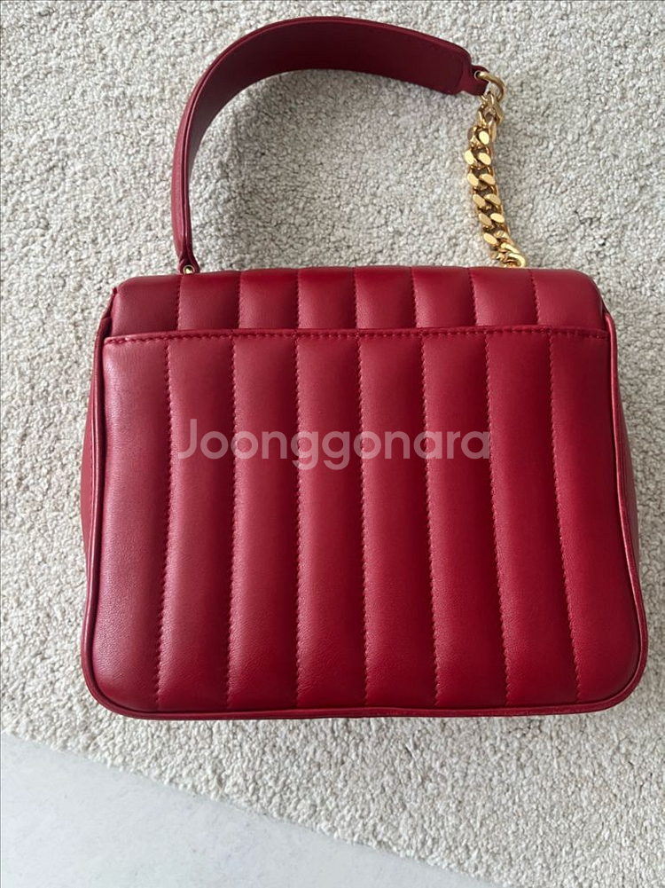 생로랑 YSL 비키백 카프스킨 레드 M 사이즈--4