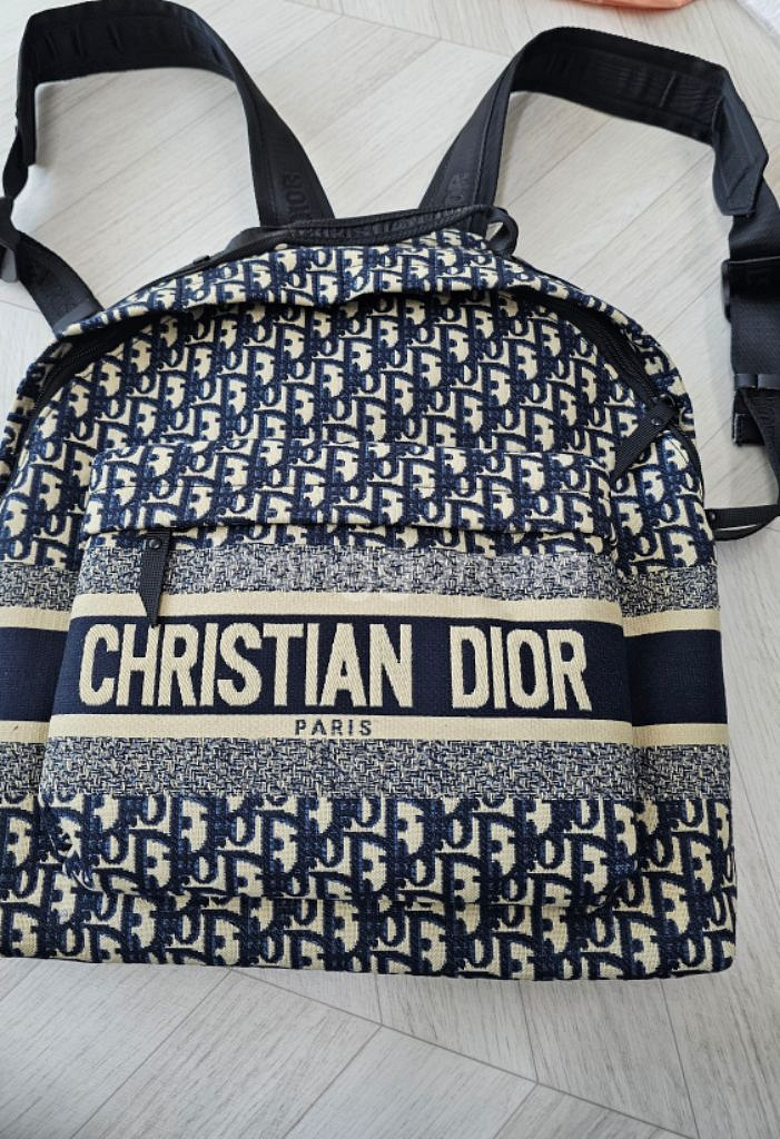 디올 오블리크 패턴 백팩<대>네이비--1