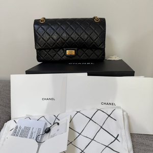 샤넬 2.55 미듐 골드 내장칩 플랩백 금장