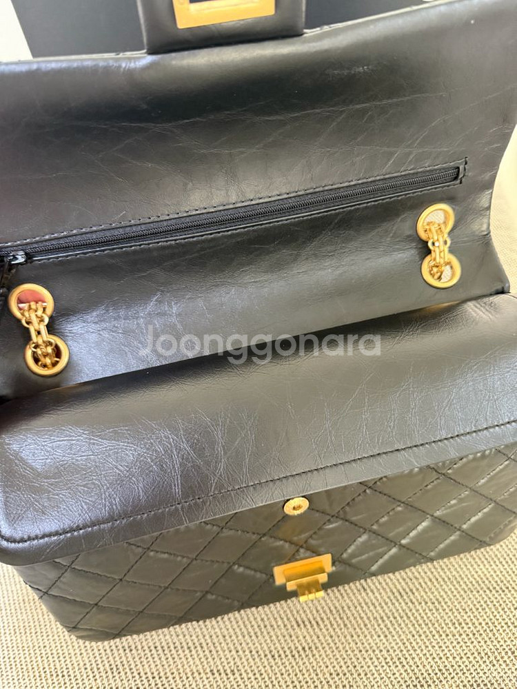 샤넬 2.55 미듐 골드 내장칩 플랩백 금장--8