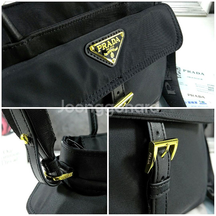 프라다 익스플로어 미디엄 리나일론 및 가죽 토트백--7