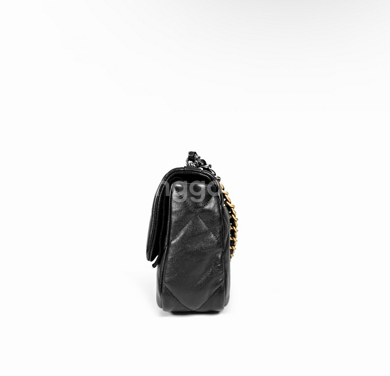 샤넬 여성 19 플랩백 램스킨 핸드백 미디움 금장 블랙 AS1160--1