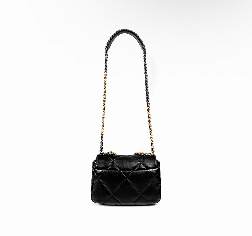 샤넬 여성 19 플랩백 램스킨 핸드백 미디움 금장 블랙 AS1160--5