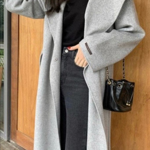 비뮤즈(베뉴엣) 숄카라 코트 크림 롱