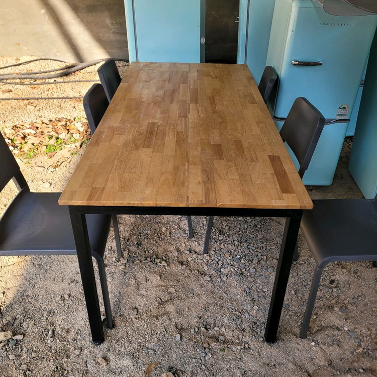 1800 제작원목테이블+의자6개세트 이미지