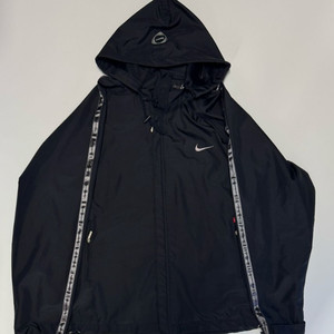 나이키 올드스쿨 스우시 사이드라인 후드 바람막이 블랙