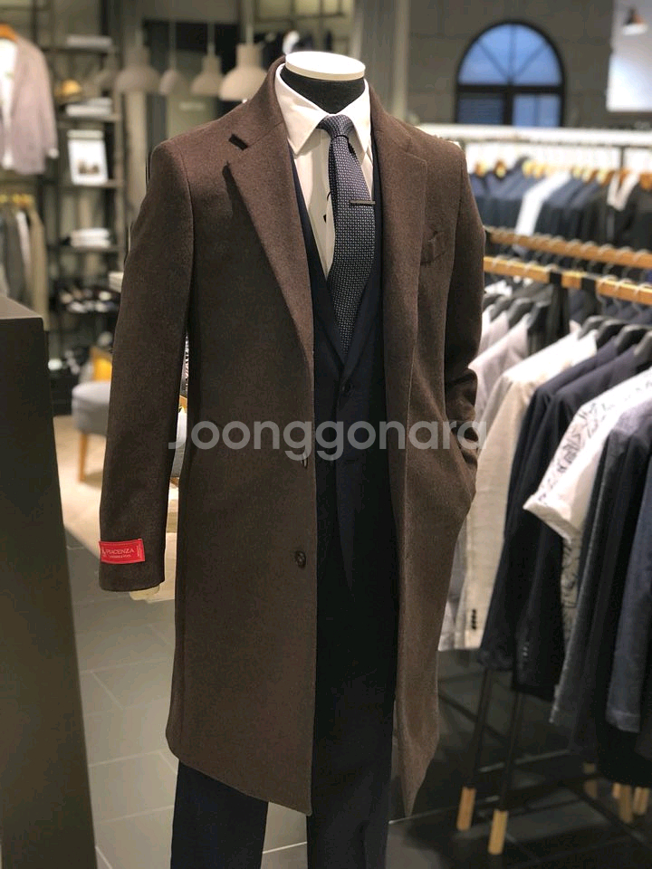 지오지아 And Z / 앤드지 이태리 피아첸자 캐시미어 50% 세피아 멜란지 브라운 코트 / 105--4