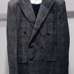 지이크 / 이태리 드라고 글렌 체크 플란넬 울 더블 브레스티드 자켓 / 103