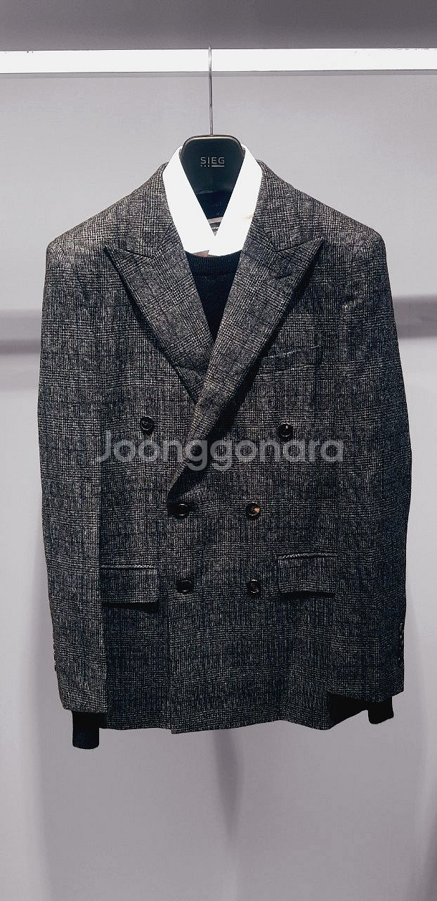 지이크 / 이태리 드라고 플란넬 울 글렌 체크 더블 브레스티드 수트 / 105, 32-33--5