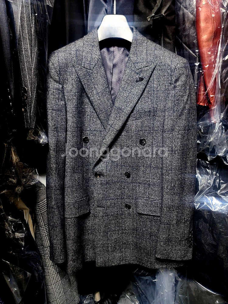 지이크 / 이태리 드라고 플란넬 울 글렌 체크 더블 브레스티드 수트 / 105, 32-33--0