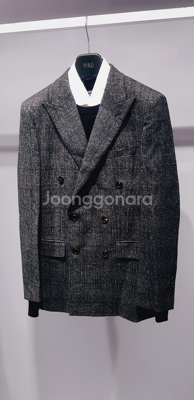 지이크 / 이태리 드라고 플란넬 울 글렌 체크 더블 브레스티드 수트 / 105, 32-33--4