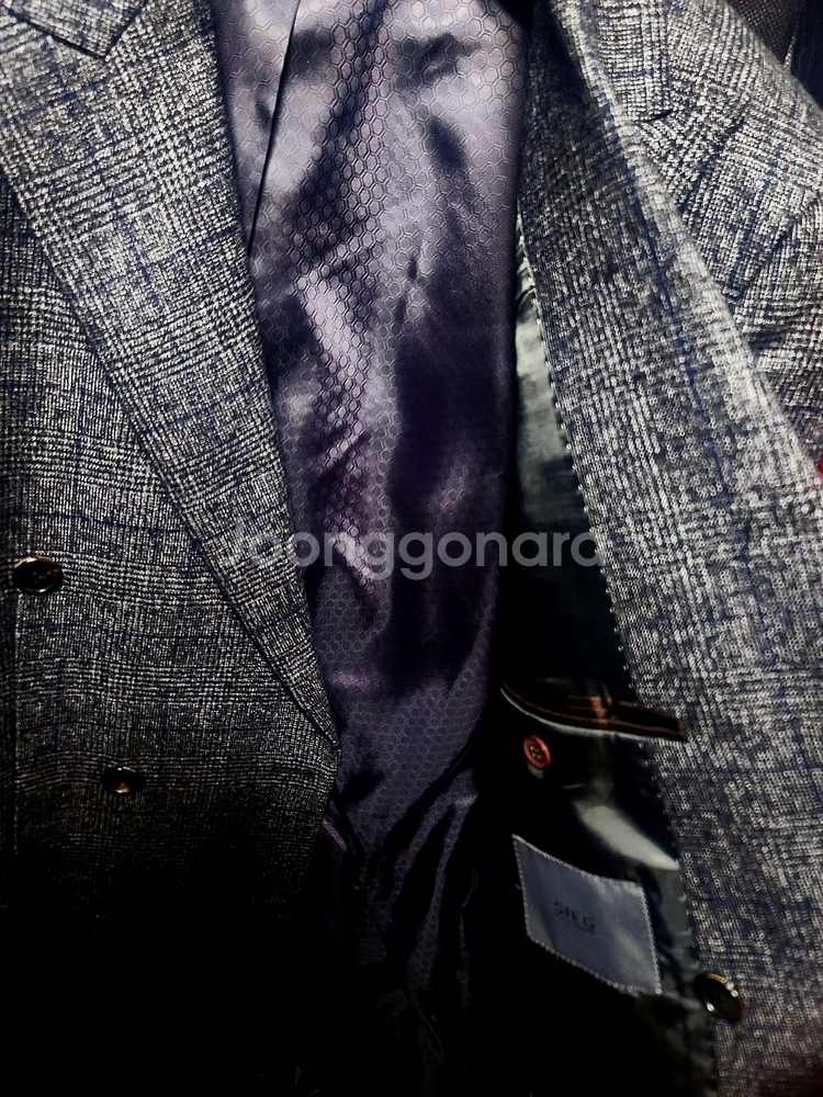 지이크 / 이태리 드라고 플란넬 울 글렌 체크 더블 브레스티드 수트 / 105, 32-33--2