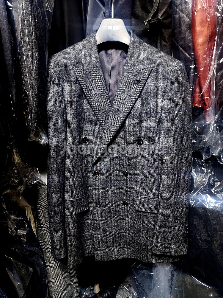지이크 / 이태리 드라고 플란넬 울 글렌 체크 더블 브레스티드 수트 / 105, 32-33--3