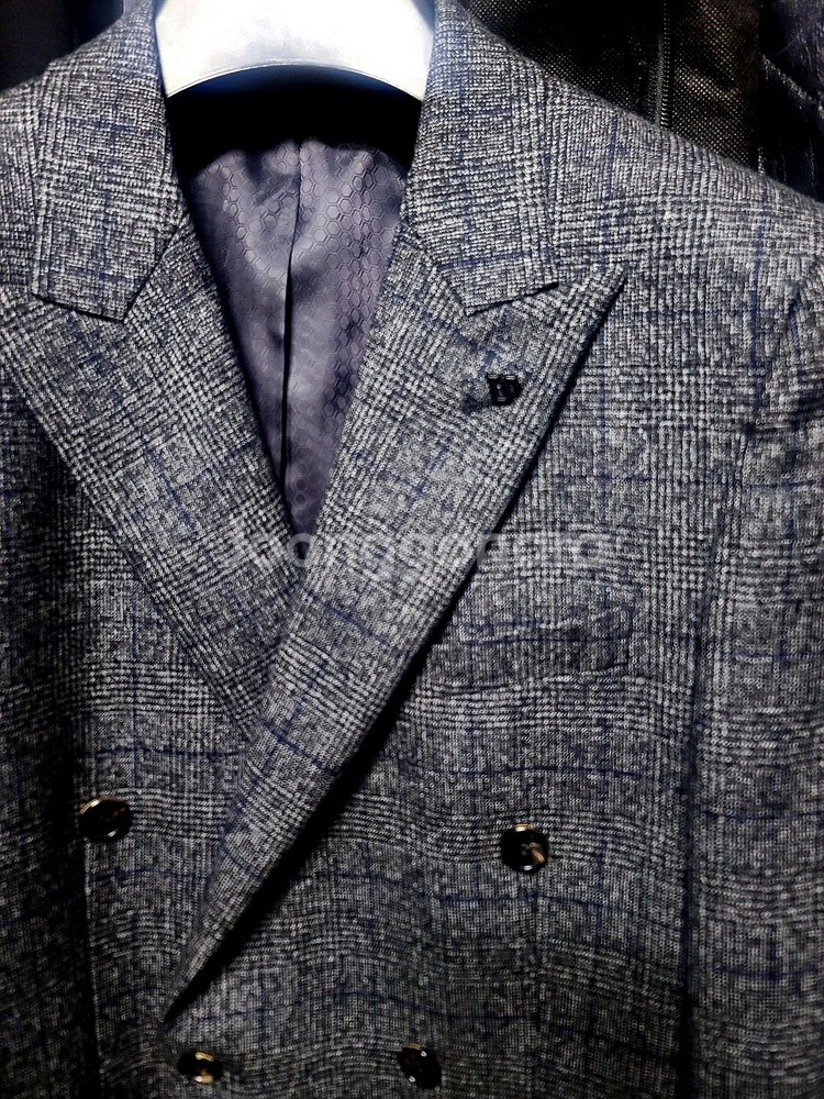 지이크 / 이태리 드라고 플란넬 울 글렌 체크 더블 브레스티드 수트 / 105, 32-33--1