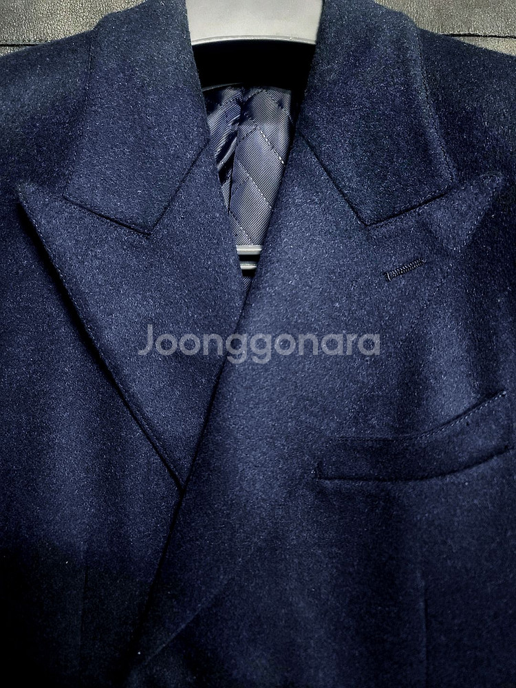 지이크 / 이태리 울캐시미어 피크드라펠 더블 브레스티드 코트 / 105--4