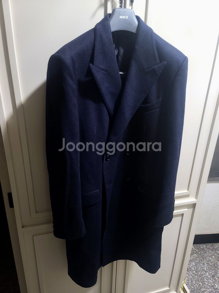 지이크 / 이태리 울캐시미어 피크드라펠 더블 브레스티드 코트 / 105--6