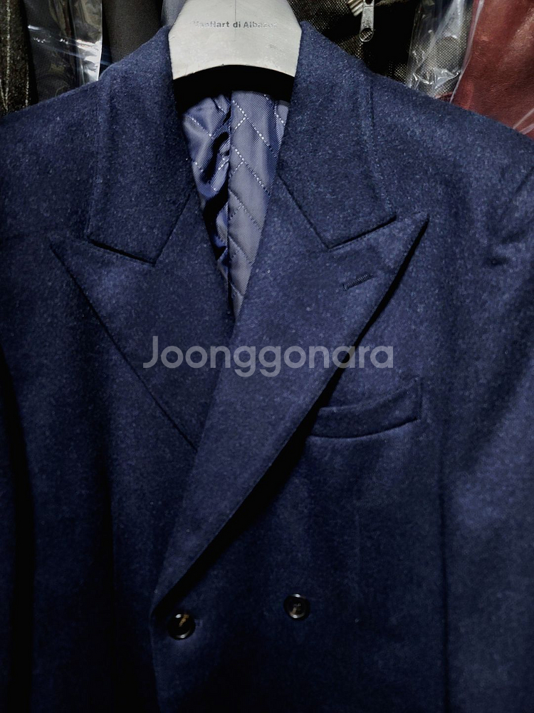 지이크 / 이태리 울캐시미어 피크드라펠 더블 브레스티드 코트 / 105--1