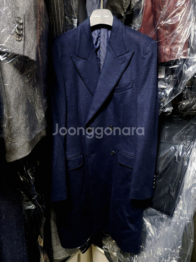 지이크 / 이태리 울캐시미어 피크드라펠 더블 브레스티드 코트 / 105--0