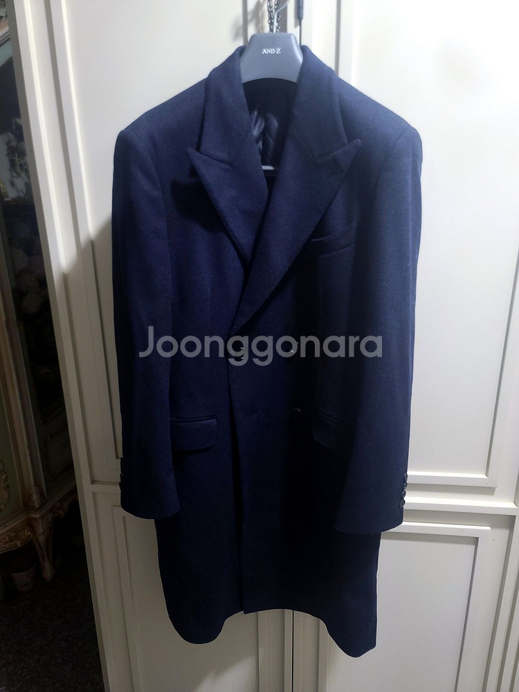 지이크 / 이태리 울캐시미어 피크드라펠 더블 브레스티드 코트 / 105--7