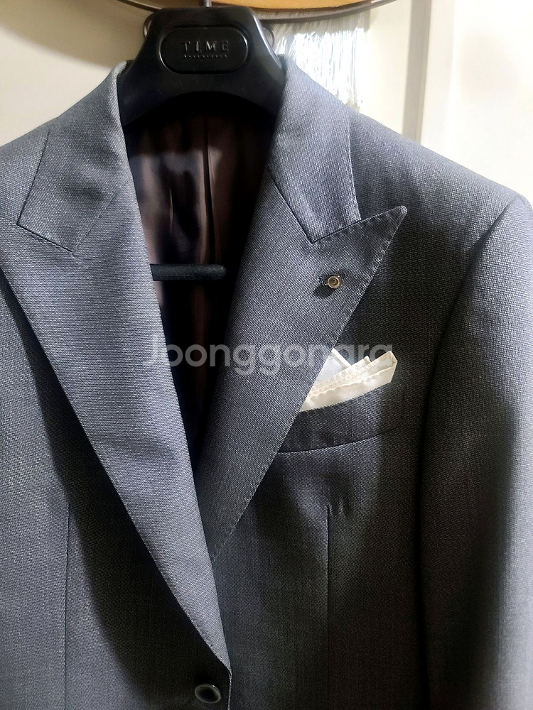 반하트 디 알바자 / 이태리 사르토리얼 미드 그레이 와이드 피크드라펠 수트 / 105, 32--7