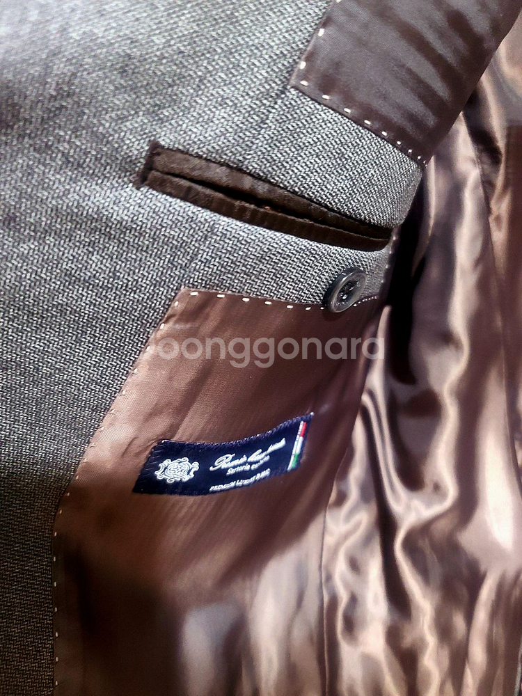 반하트 디 알바자 / 이태리 사르토리얼 미드 그레이 와이드 피크드라펠 수트 / 105, 32--8