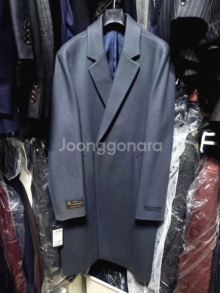 지오지아 And Z / 앤드지 세미오버핏 이태리 MTR 울캐시미어 멜란지 네이비 반더블 코트 / 100--0