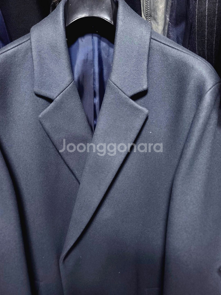 지오지아 And Z / 앤드지 세미오버핏 이태리 MTR 울캐시미어 멜란지 네이비 반더블 코트 / 100--1