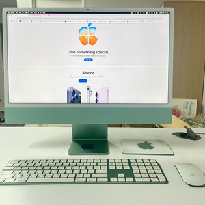 M1 아이맥 24인치 16GB 512GB 그린 / 키보드 마우스 트랙패드 포함