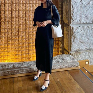 블랙 플리츠원피스 새상품 tw letter 플리츠원피스 택포 / 실루엣드레스02 고급플리츠 임산부원피스