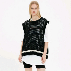 문선 블랙 크로셰 니트 베스트 / 여성 조끼 / 남성 조끼 이미지