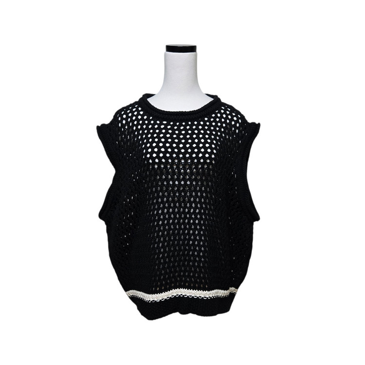 문선 블랙 크로셰 니트 베스트 / 여성 조끼 / 남성 조끼 이미지